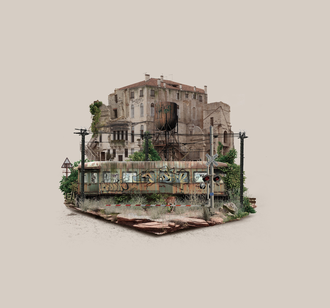 Explore These Digitally-Created Abandoned Islands by Brazilian Designer Fabio Araujo,Abandoned Train. Image © Fabio Araujo