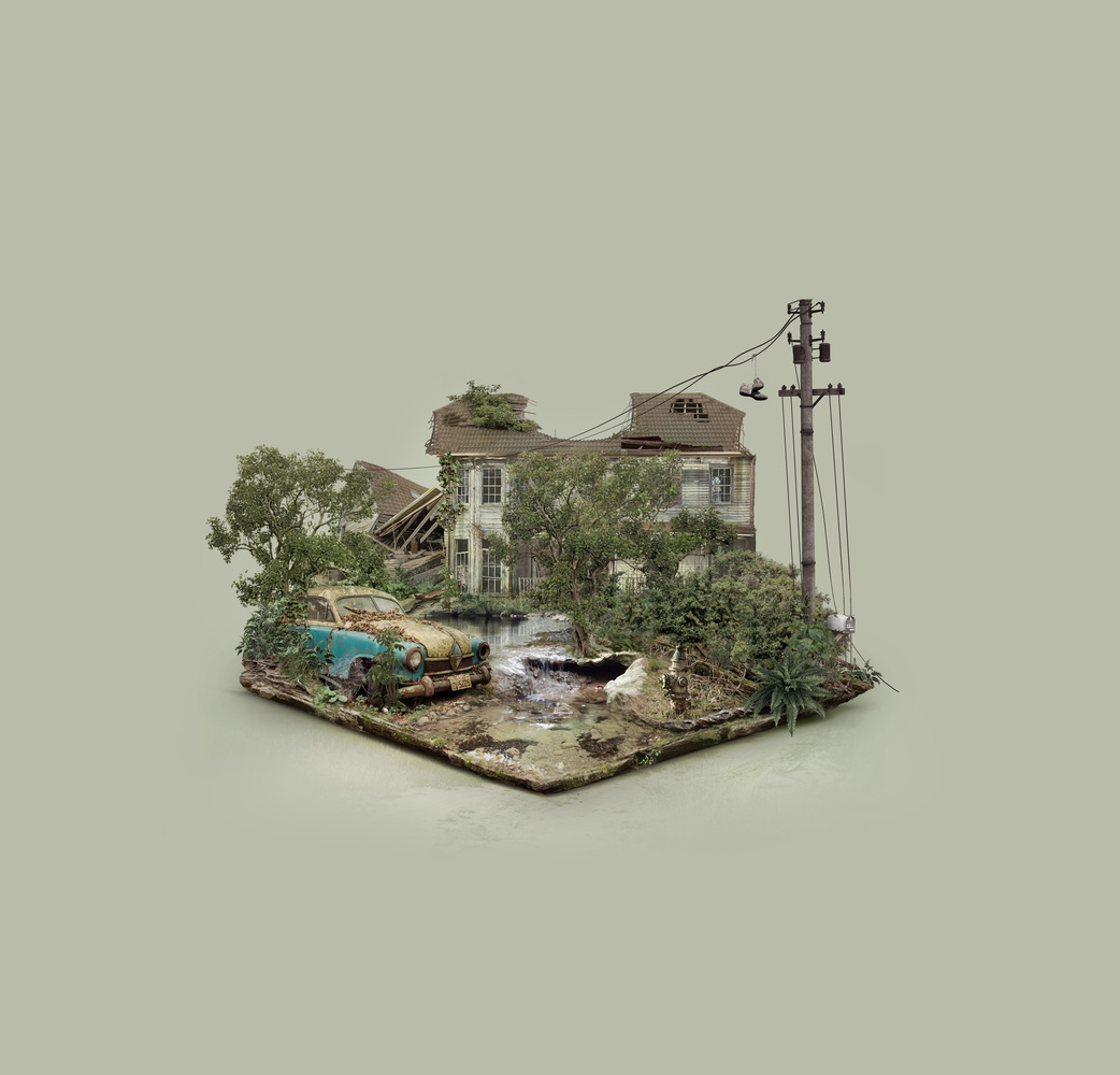 Explore These Digitally-Created Abandoned Islands by Brazilian Designer Fabio Araujo,Abandoned House. Image © Fabio Araujo